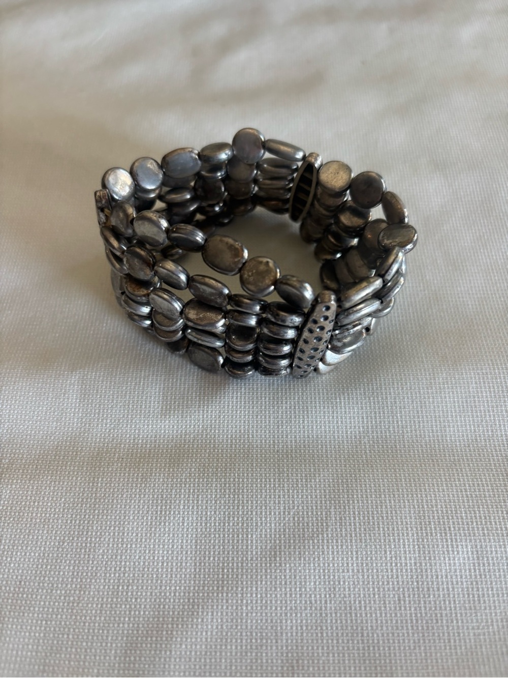 Versona Silver-Tone Multi-Row Stretch Beaded Bracelet